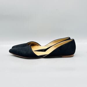 J Crew Shoes Womens 7.5 Black Suede D'Orsay Flats Pointed Toe Casual Comfort